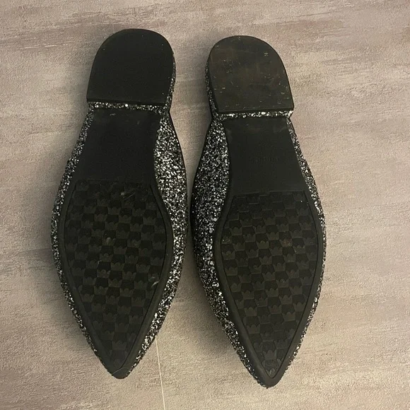 Birdies Swan Jeweled Gunmetal - Black Sparkle Embellished Mules- Size 10- - Picture 9 of 10